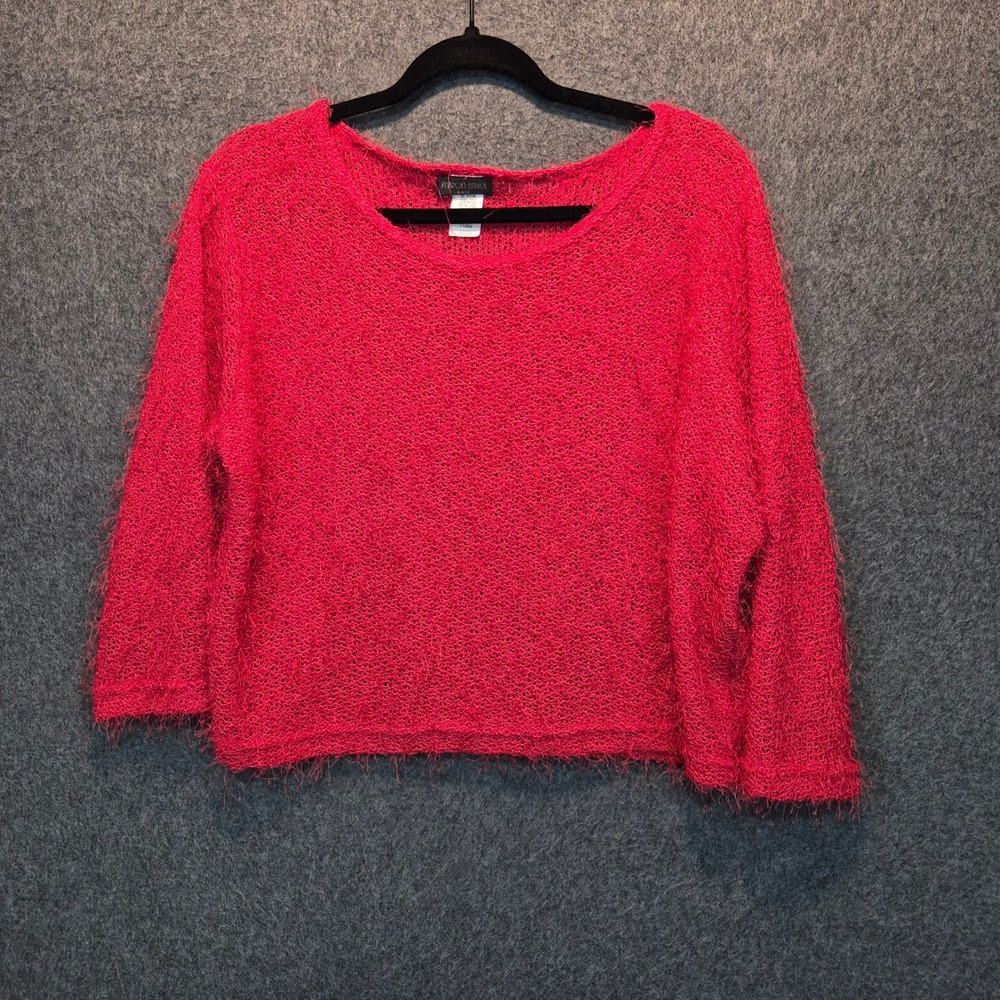 Sharon Endick Kate XL Eyelash Knit Red Sweater Chic Holiday Cottagecore Y2k
